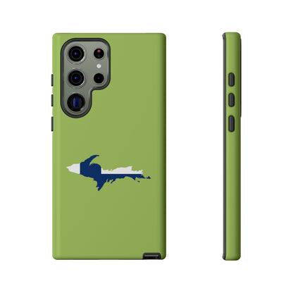 Michigan Upper Peninsula Tough Phone Case (Gooseberry Green w/ UP Finland Flag Outline) | Samsung & Pixel Android