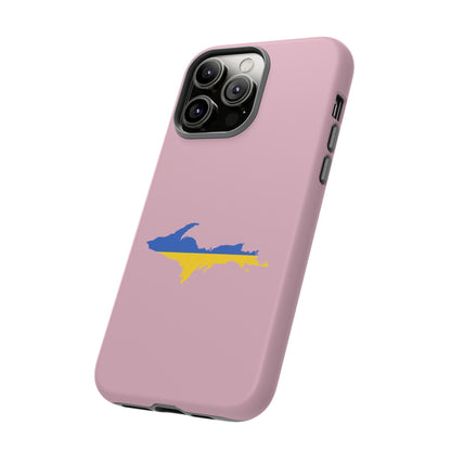 Michigan Upper Peninsula Tough Phone Case (Pink w/ UP Ukraine Flag Outline) | Apple iPhone