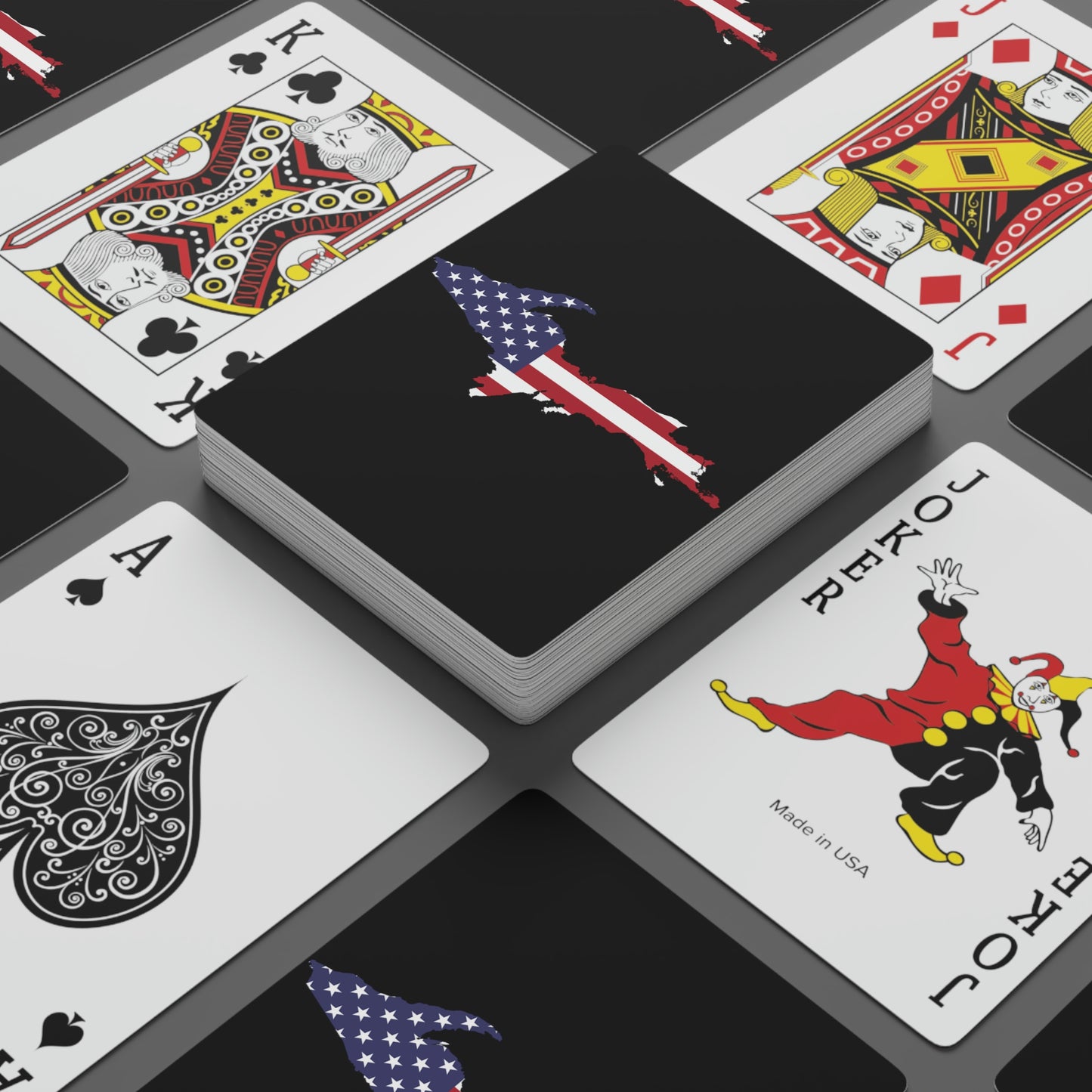 Michigan Upper Peninsula Poker Cards (Black w/ UP USA Flag Outline)