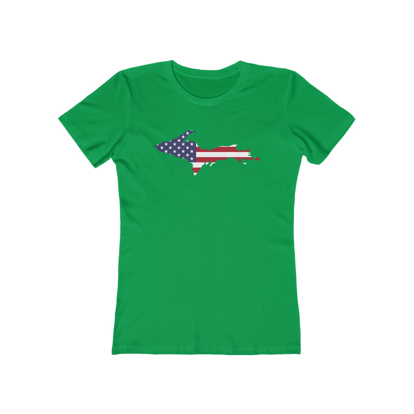 Michigan Upper Peninsula T-Shirt (w/UP MI USA Flag Outline) | Women's Boyfriend Cut