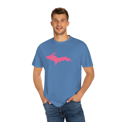 Michigan Upper Peninsula T-Shirt (w/ Pink UP Outline) | Unisex Garment-Dyed