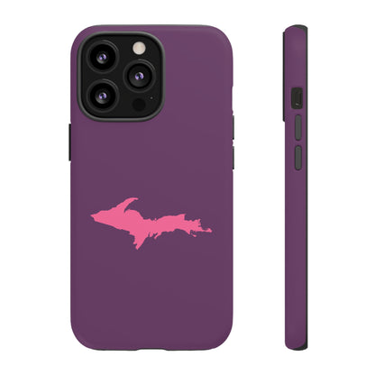 Michigan Upper Peninsula Tough Phone Case (Plum w/ Pink UP Outline) | Apple iPhone