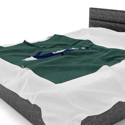 Michigan Upper Peninsula Plush Blanket (w/ UP Finland Flag Outline) | Copper Green