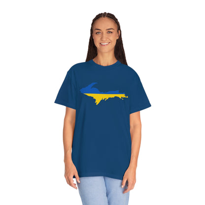 Michigan Upper Peninsula T-Shirt (w/ UP Ukraine Flag Outline) | Unisex Garment-Dyed