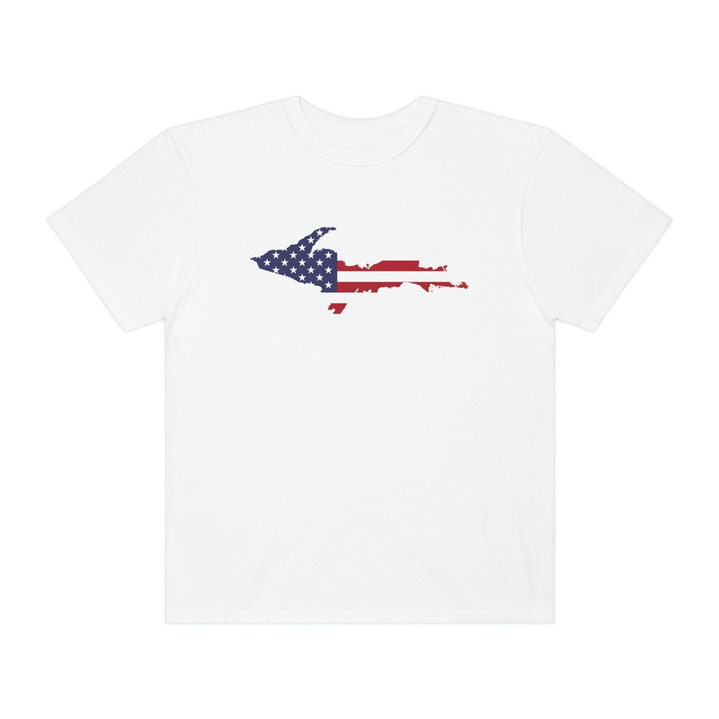 Michigan Upper Peninsula T-Shirt (w/ UP USA Flag Outline) | Unisex Garment-Dyed