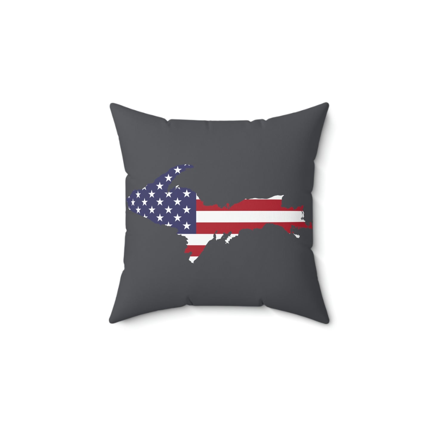 Michigan Upper Peninsula Accent Pillow (w/ UP USA Flag Outline) | Iron Ore Grey