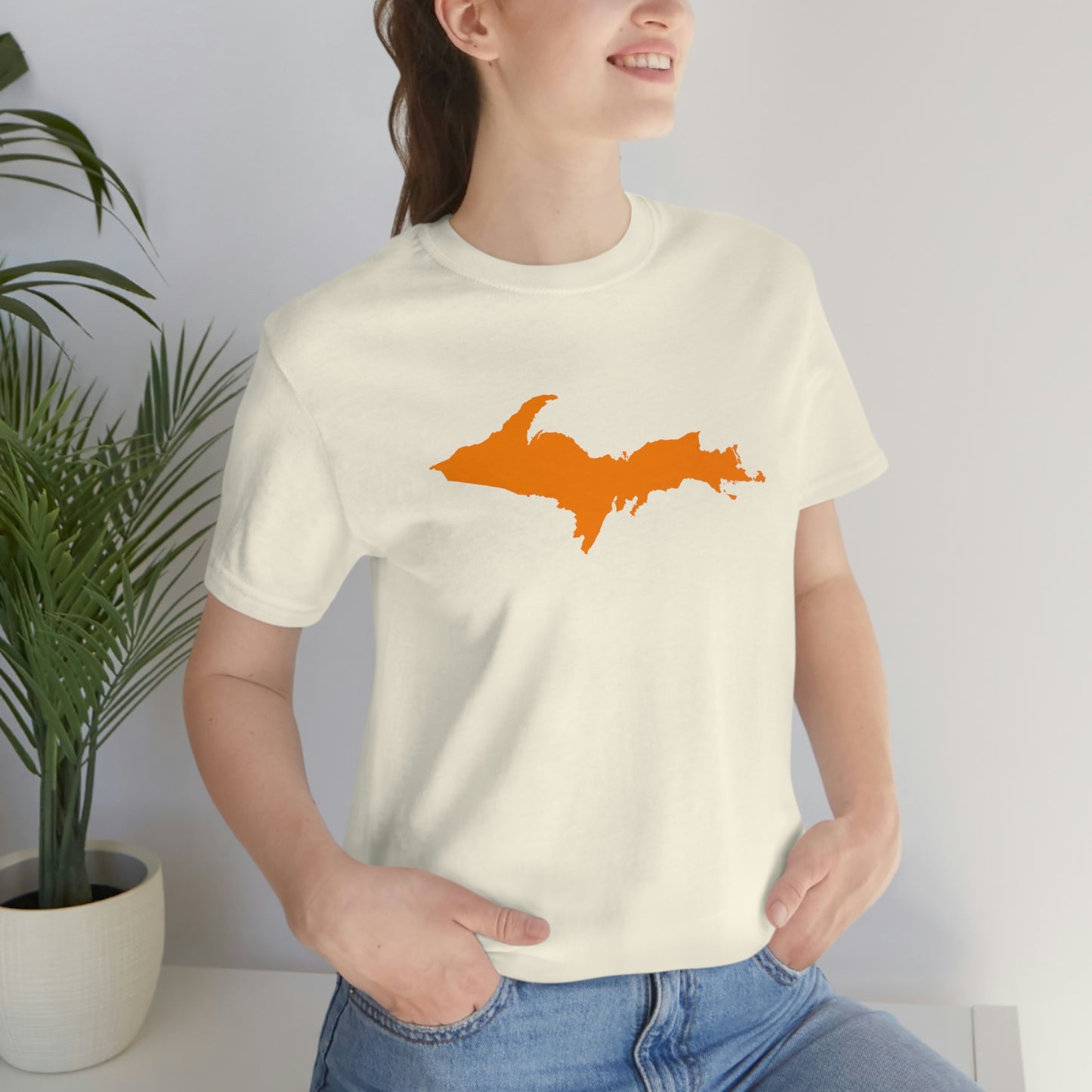 Michigan Upper Peninsula T-Shirt (w/ Orange UP Outline) | Unisex Standard Fit