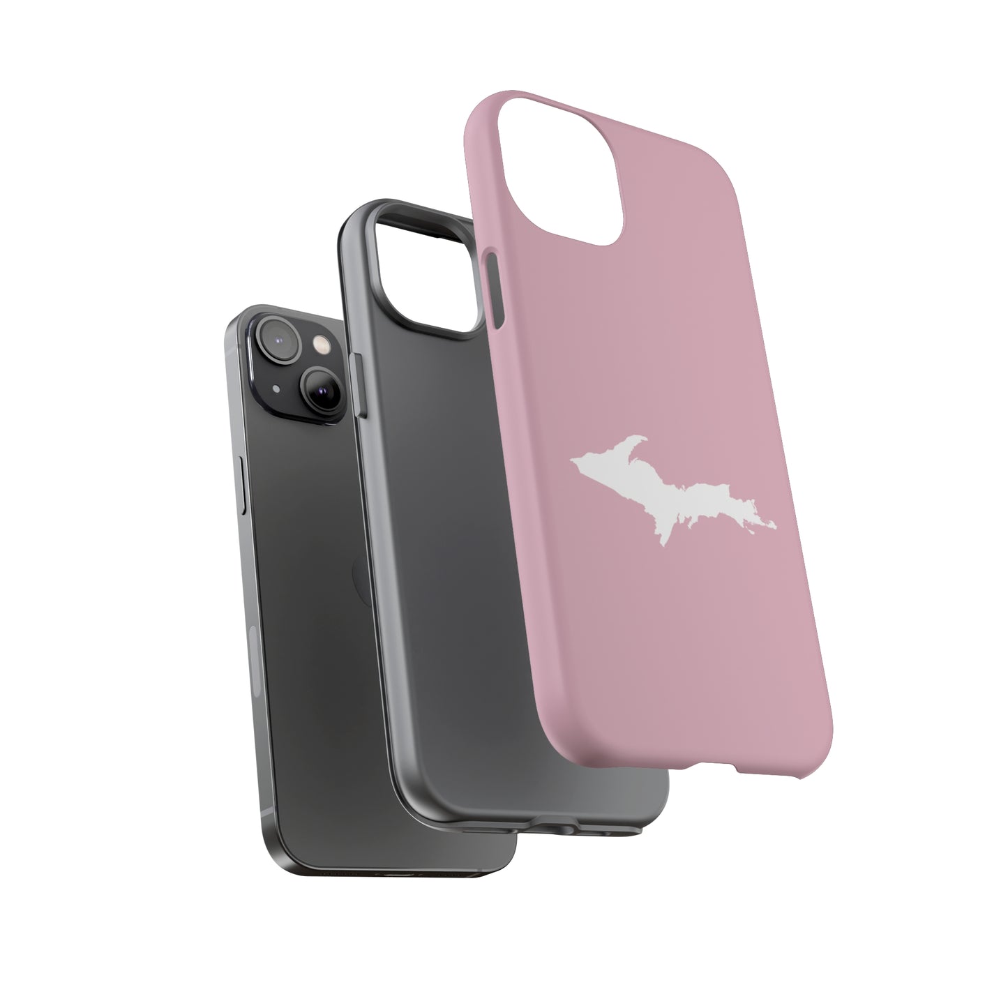 Michigan Upper Peninsula Tough Phone Case (Pink w/ UP Outline) | Apple iPhone