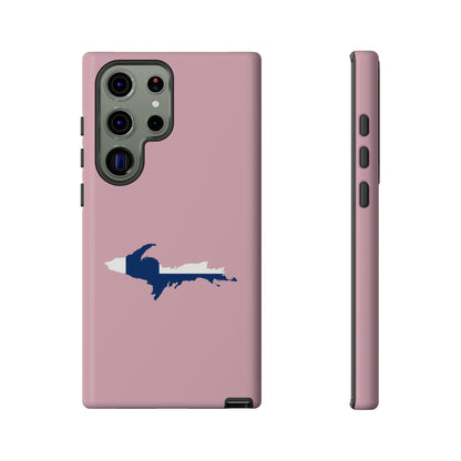 Michigan Upper Peninsula Tough Phone Case (Pink w/ UP Finland Flag Outline) | Samsung & Pixel Android