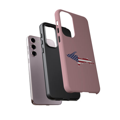 Michigan Upper Peninsula Tough Phone Case (Cherry Blossom Pink w/ UP USA Flag Outline) | Samsung & Pixel Android