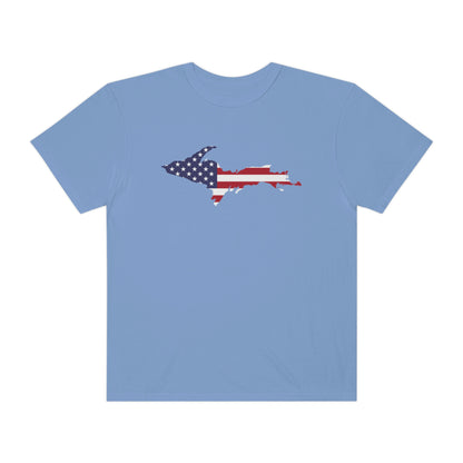 Michigan Upper Peninsula T-Shirt (w/ UP USA Flag Outline) | Unisex Garment-Dyed