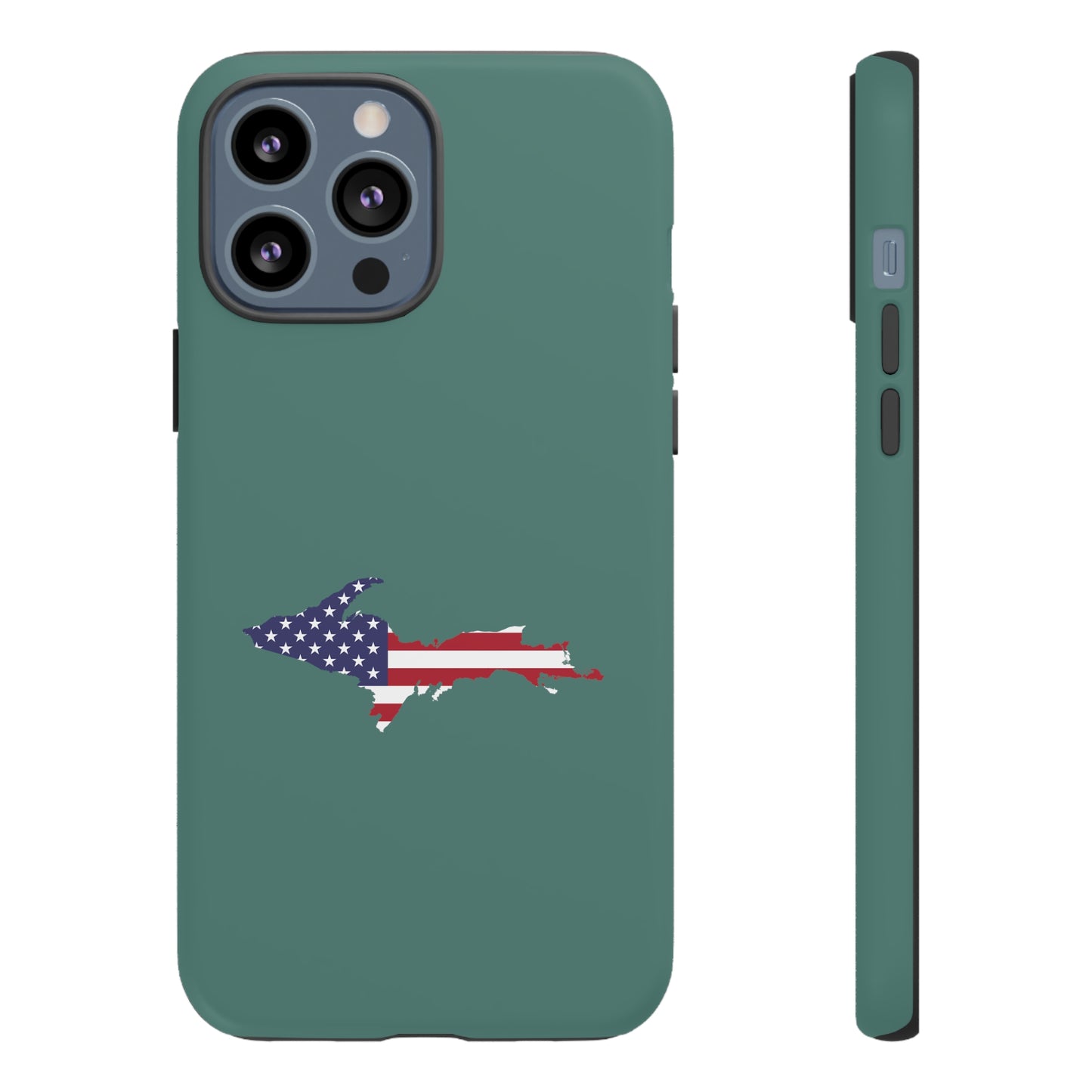 Michigan Upper Peninsula Tough Phone Case (Copper Green w/ UP USA Outline) | Apple iPhone