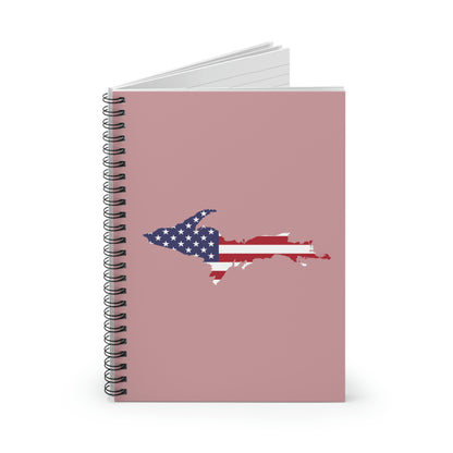 Michigan Upper Peninsula Spiral Notebook (w/ UP USA Flag Outline) | Cherry Blossom Pink