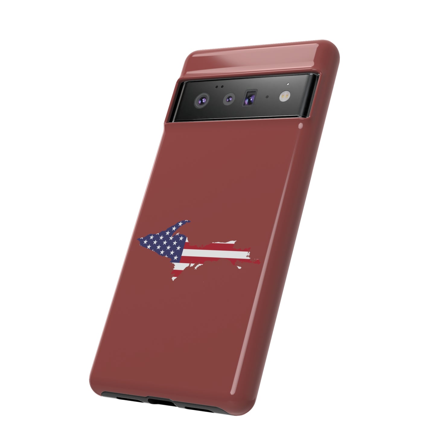 Michigan Upper Peninsula Tough Phone Case (Ore Dock Red w/ UP USA Flag Outline) | Samsung & Pixel Android