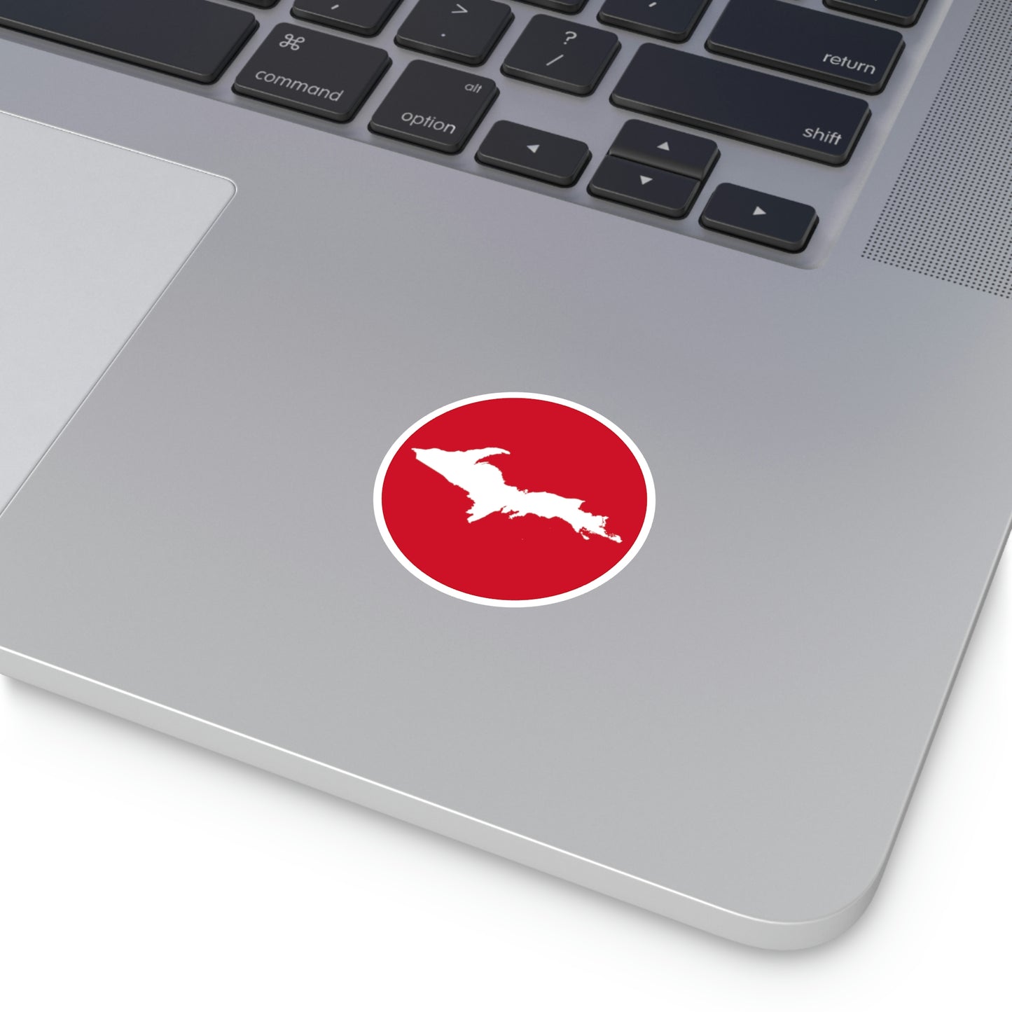 Michigan Upper Peninsula Round Stickers (Red w/ UP Outline) | Indoor\Outdoor