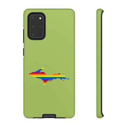 Michigan Upper Peninsula Tough Phone Case (Gooseberry Green w/ UP Pride Flag Outline) | Samsung & Pixel Android