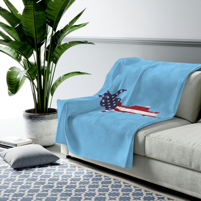 Michigan Upper Peninsula Plush Blanket (w/ UP USA Flag Outline) | DTW Blue