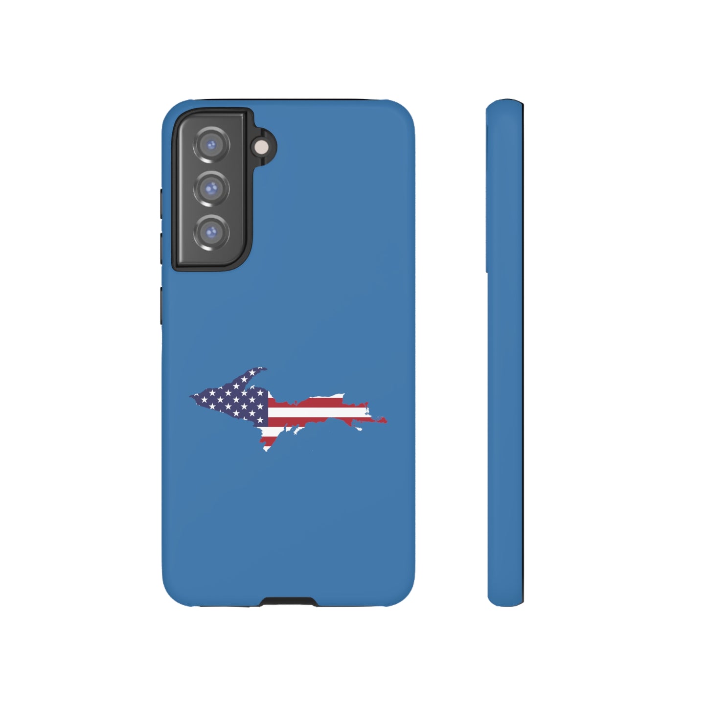 Michigan Upper Peninsula Tough Phone Case (Lake Superior Blue w/ UP USA Flag Outline) | Samsung & Pixel Android