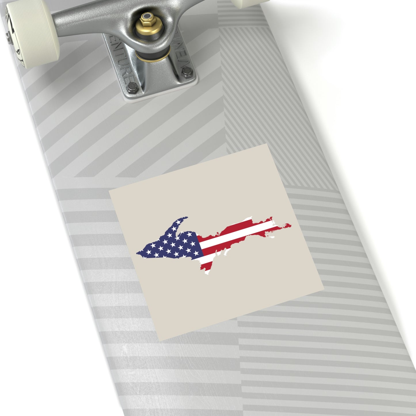 Michigan Upper Peninsula Square Sticker (Canvas Color w/ UP USA Flag Outline) | Indoor/Outdoor