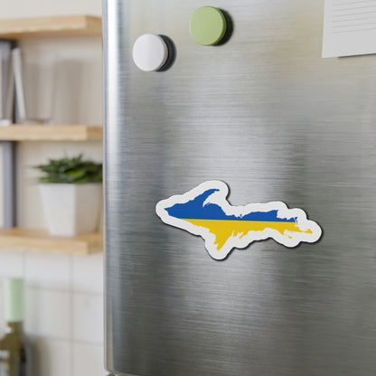 Michigan Upper Peninsula Kiss Cut Magnet (w/ UP Ukraine Flag Outline)