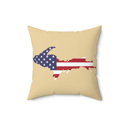 Michigan Upper Peninsula Accent Pillow (w/ UP USA Flag Outline) | Maple Color