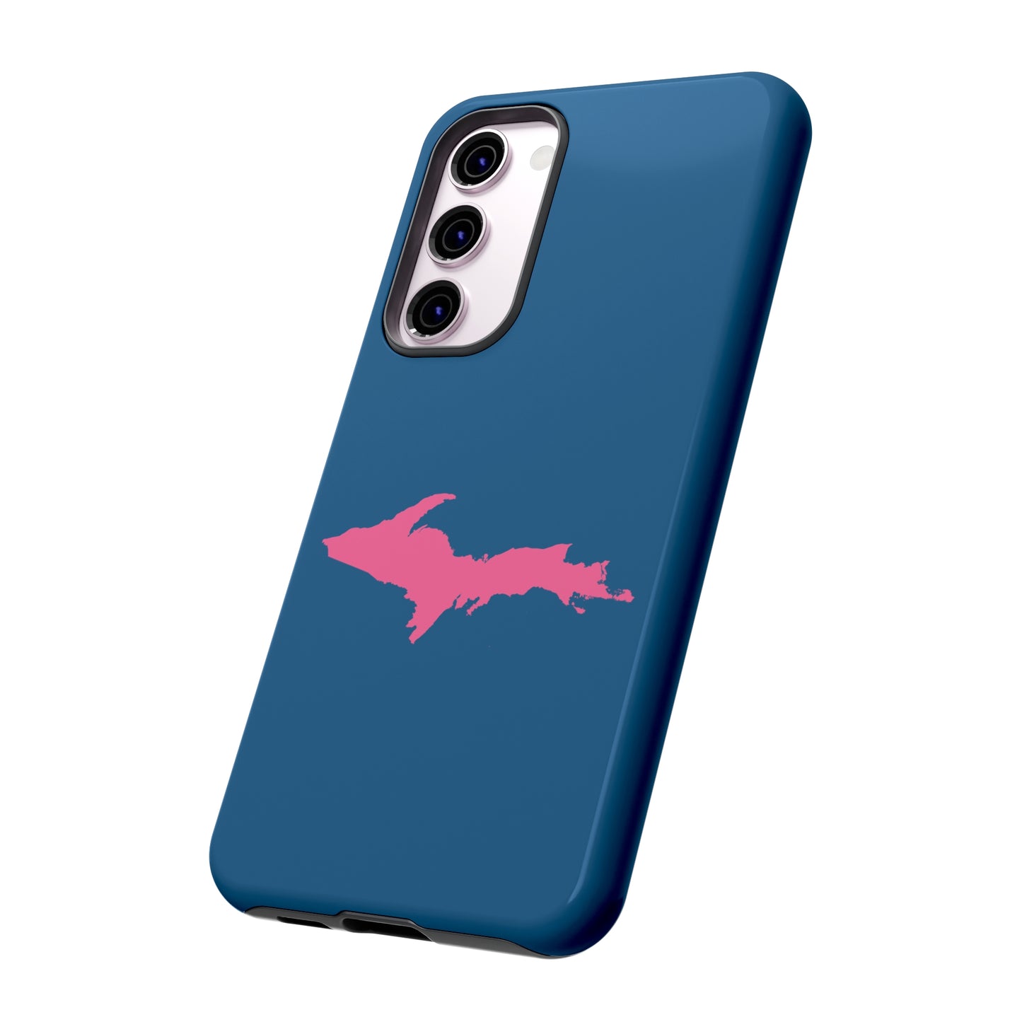 Michigan Upper Peninsula Tough Phone Case (Blueberry w/ Pink UP Outline) | Samsung & Pixel Android