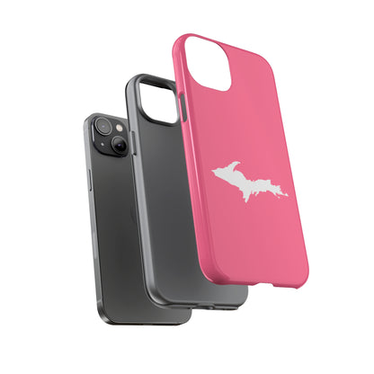 Michigan Upper Peninsula Tough Phone Case (Rhodochrosite Pink w/ UP Outline) | Apple iPhone