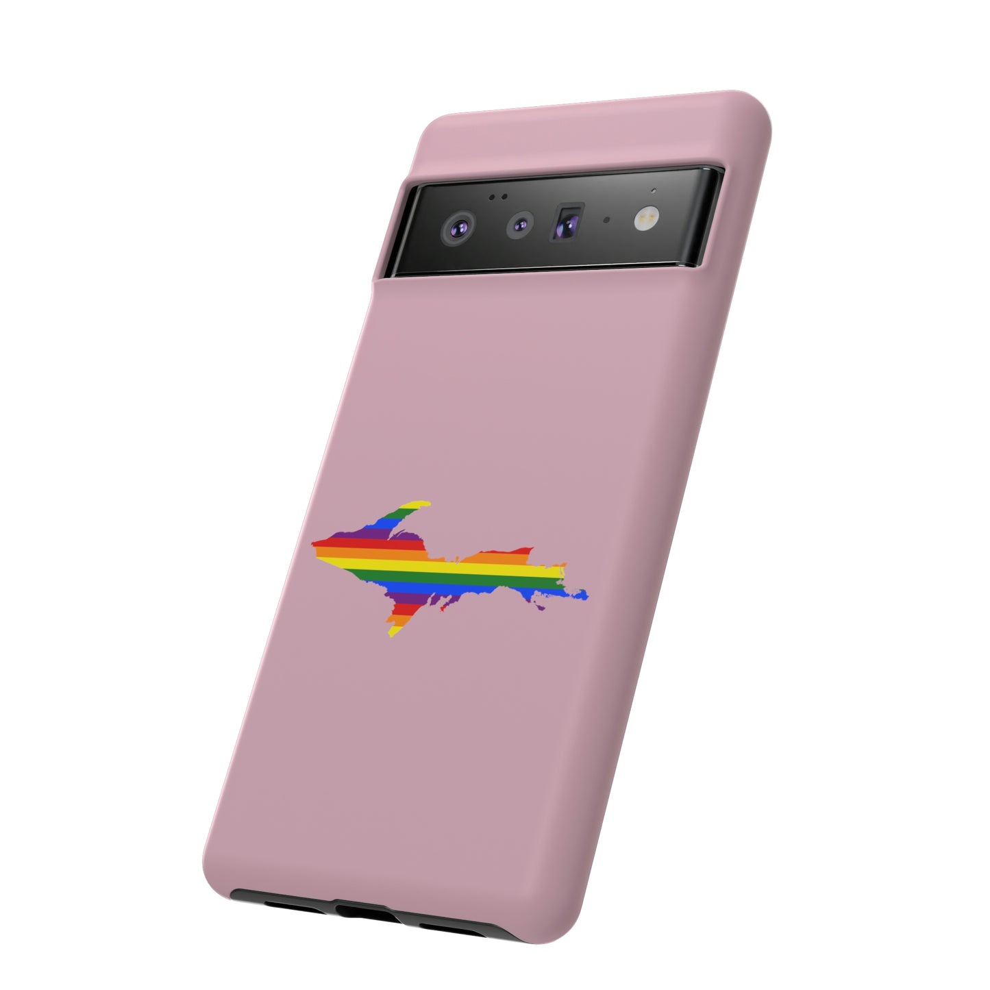 Michigan Upper Peninsula Tough Phone Case (Pink w/ UP Pride Flag Outline) | Samsung & Pixel Android