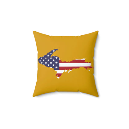 Michigan Upper Peninsula Accent Pillow (w/ UP USA Flag Outline) | Gold