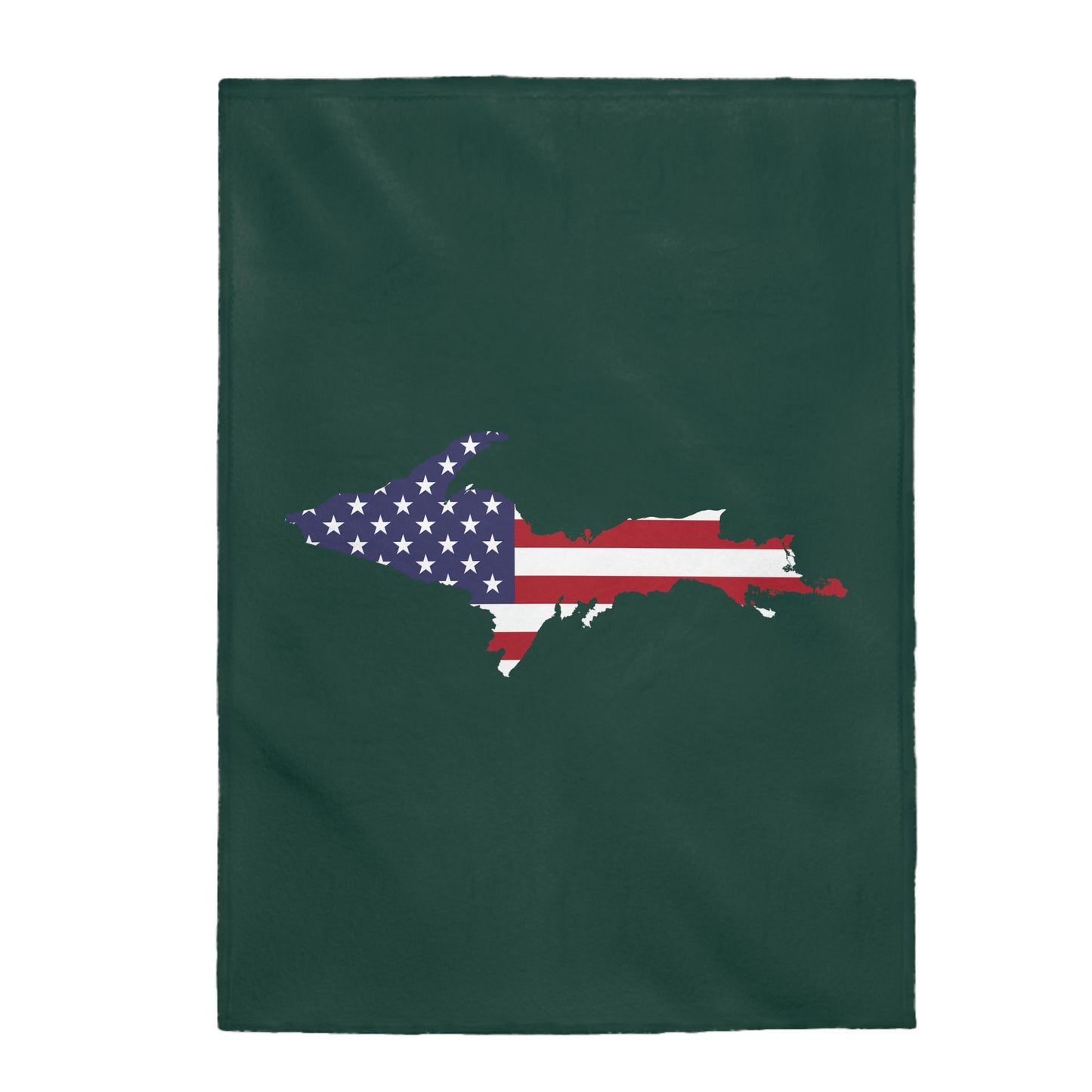 Michigan Upper Peninsula Plush Blanket (w/ UP USA Flag Outline) | Green