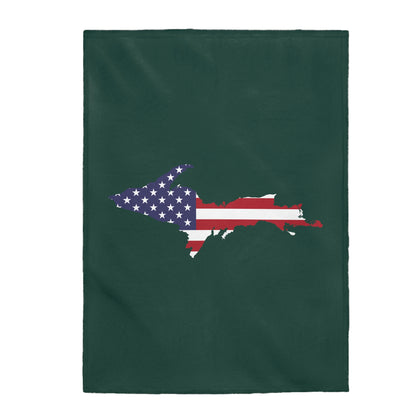 Michigan Upper Peninsula Plush Blanket (w/ UP USA Flag Outline) | Green