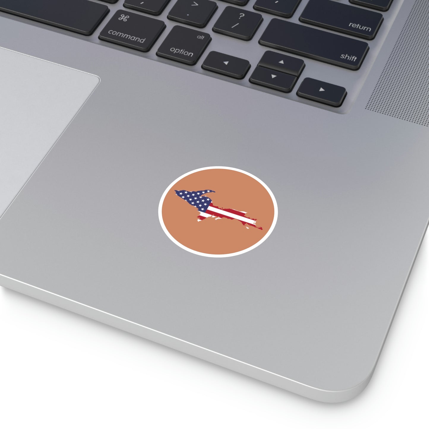 Michigan Upper Peninsula Round Stickers (Copper w/ UP USA Flag Outline) | Indoor\Outdoor