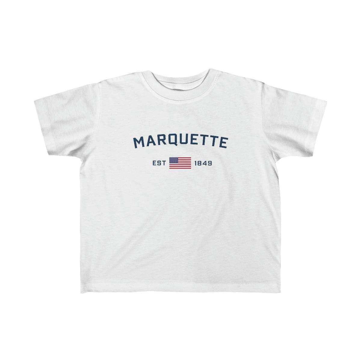 'Marquette EST 1849' T-Shirt  (w/USA Flag Outline) | Toddler Short Sleeve - Circumspice Michigan