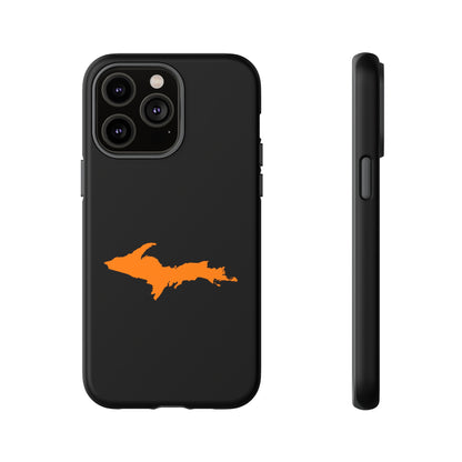 Michigan Upper Peninsula Tough Phone Case (Black w/ Orange UP Outline) | Apple iPhone