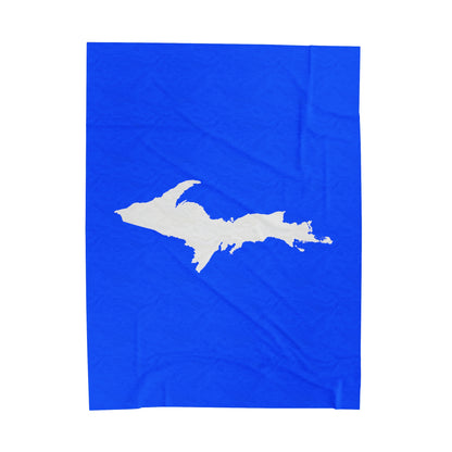 Michigan Upper Peninsula Plush Blanket (w/ UP Outline) | Motor Town Blue