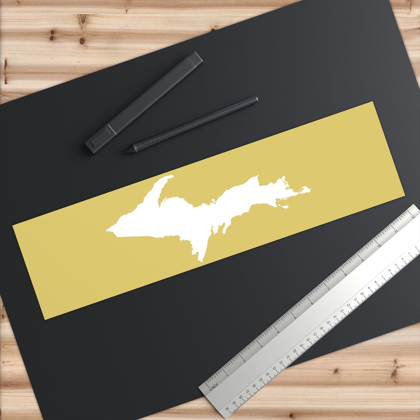 Michigan Upper Peninsula Bumper Sticker (w/ UP Outline) | Plum Yellow Background