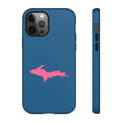 Michigan Upper Peninsula Tough Phone Case (Blueberry w/ Pink UP Outline) | Apple iPhone