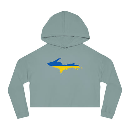 Michigan Upper Peninsula Hoodie (w/ UP Ukraine Flag Outline) | Lightweight Cropped