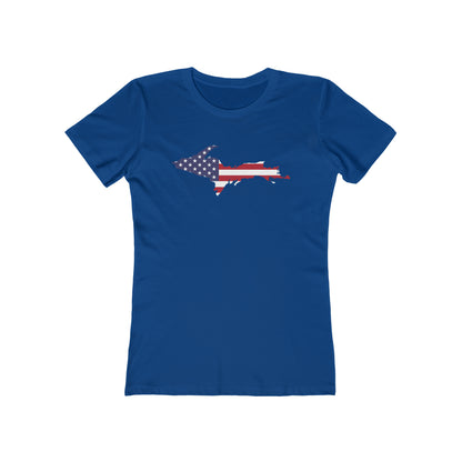 Michigan Upper Peninsula T-Shirt (w/UP MI USA Flag Outline) | Women's Boyfriend Cut