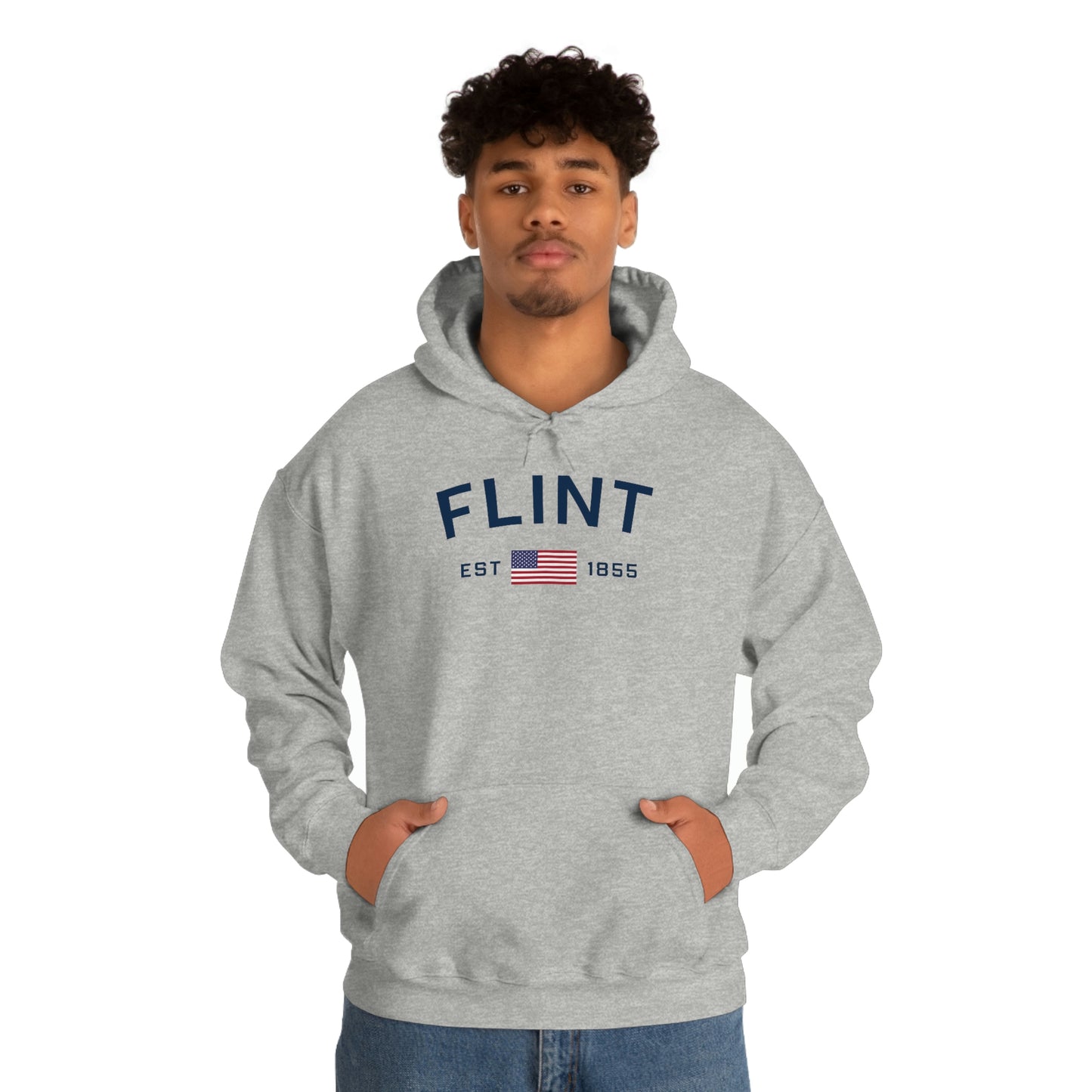 'Flint EST 1855' Hoodie (w/USA Flag Outline) | Unisex Standard