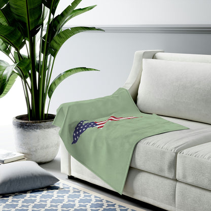 Michigan Upper Peninsula Plush Blanket (w/ UP USA Flag Outline) | Green Tea Color