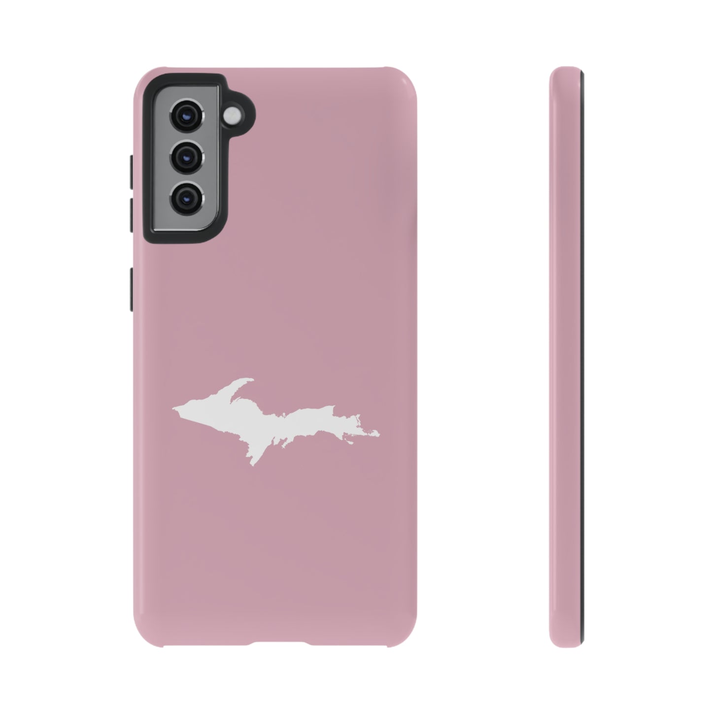 Michigan Upper Peninsula Tough Phone Case (Pink w/ White UP Outline) | Samsung & Pixel Android