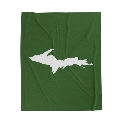 Michigan Upper Peninsula Plush Blanket (w/ UP Outline) | Pine Green