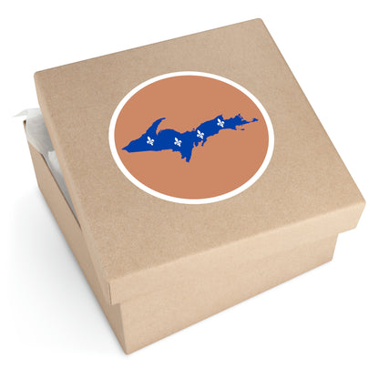 Michigan Upper Peninsula Round Stickers (Copper Color w/ UP Quebec Flag Outline) | Indoor\Outdoor