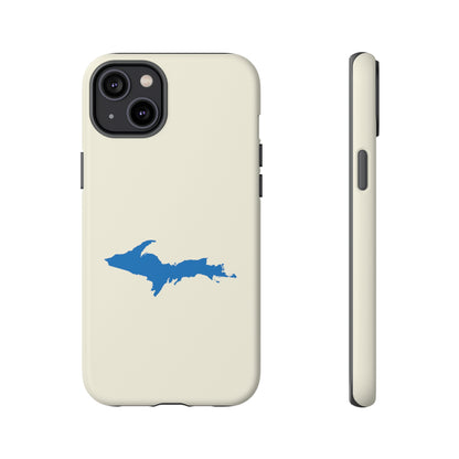 Michigan Upper Peninsula Tough Phone Case (Ivory Color w/ Azure UP Outline) | Apple iPhone