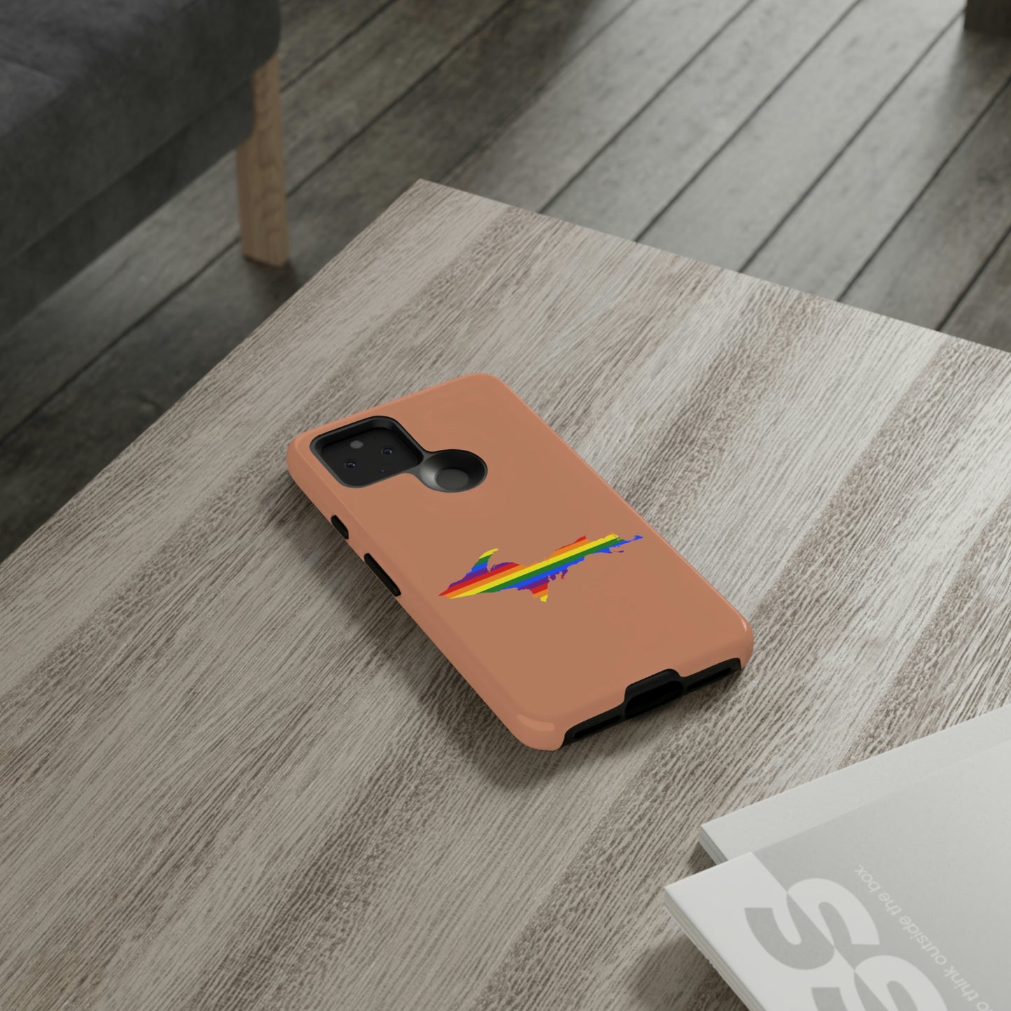 Michigan Upper Peninsula Tough Phone Case (Copper Color w/ UP Pride Flag Outline) | Samsung & Pixel Android