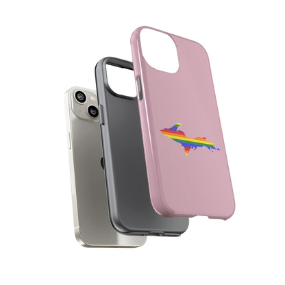 Michigan Upper Peninsula Tough Phone Case (Pink w/ UP Pride Flag Outline) | Apple iPhone