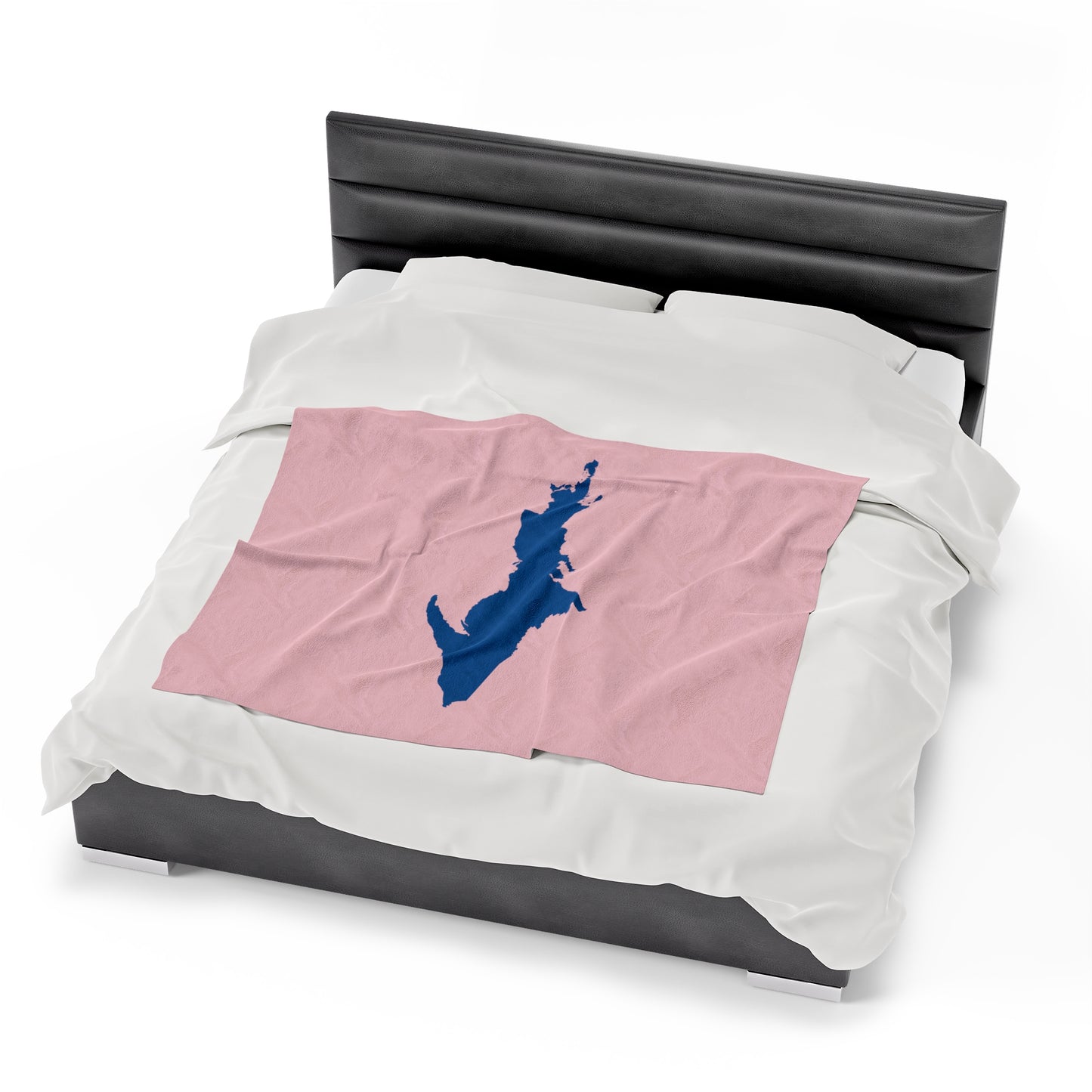 Michigan Upper Peninsula Plush Blanket (w/ Azure UP Outline) | Pale Pink