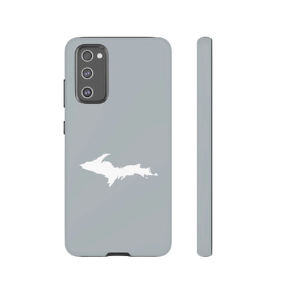 Michigan Upper Peninsula Tough Phone Case (Silver w/ UP Outline) | Samsung & Pixel Android