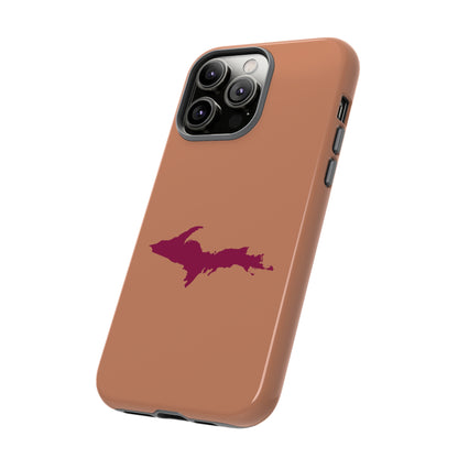 Michigan Upper Peninsula Tough Phone Case (Copper Color w/ Ruby UP Outline) | Apple iPhone